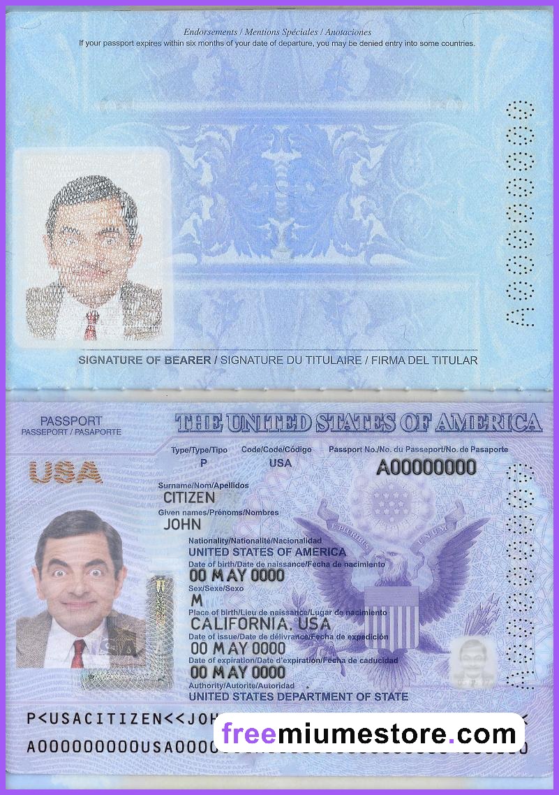 US Passport PSD Template